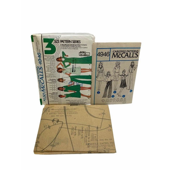 McCALL'S Sewing PATTERN 4946 Misses JACKET VEST TOP FLARED SKIRT & PANTS 6-10 - Picture 5 of 5